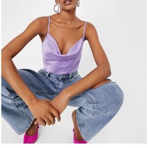 Nastygal purple satin cami top